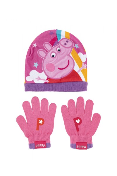 Pack gorro y guantes rojos de PEPPA PIG