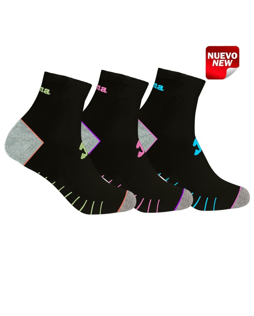 Pack 3 Calcetín deportivo mujer tobillero alto-JOMA
