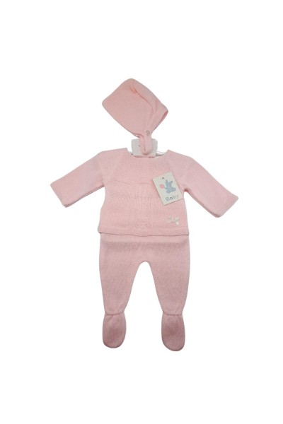 Conjunto 3 piezas primeras puestas bebé rosa