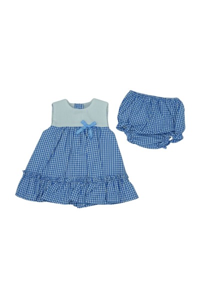 Vestido con braguita vichy azul BabyFerr