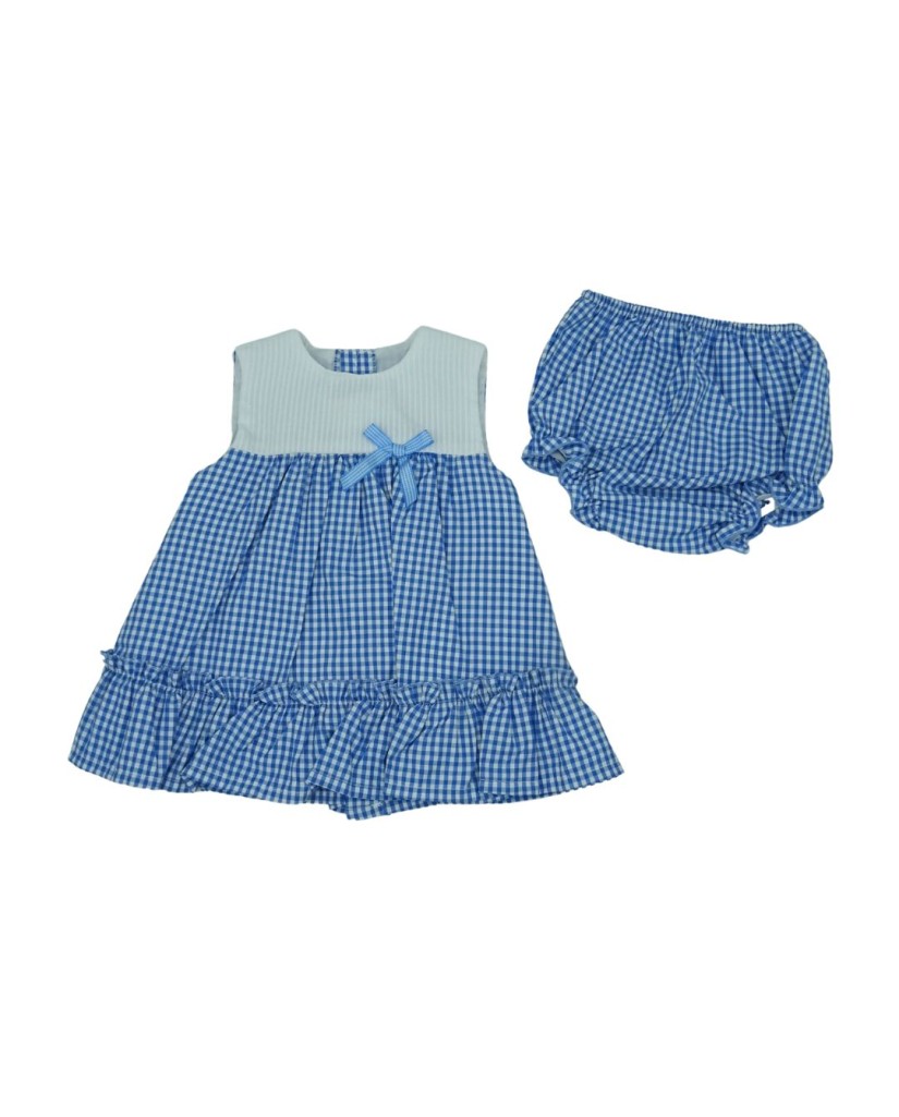 Vestido con braguita vichy azul BabyFerr