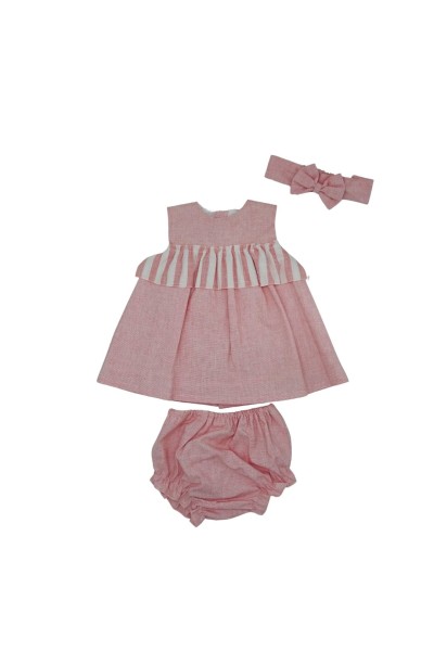 Vestido con braguita y diadema rosa-Babyferr
