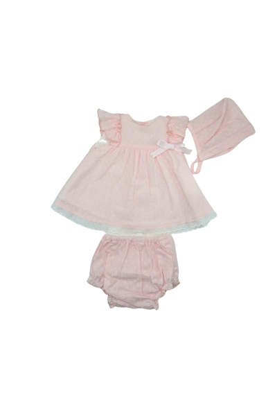 Vestido con braguita y capota topos rosa-Babyferr