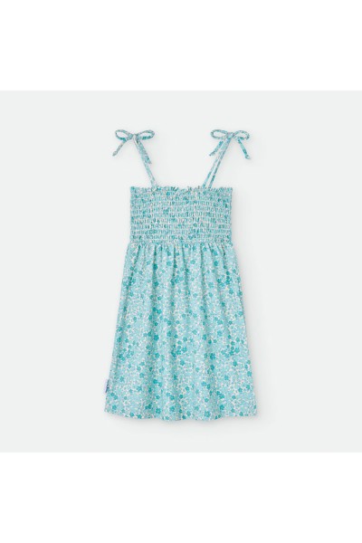 Vestido infantil poliamida aguamarina florecitas"Liberty saint