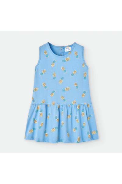 Vestido infantil azul piñas