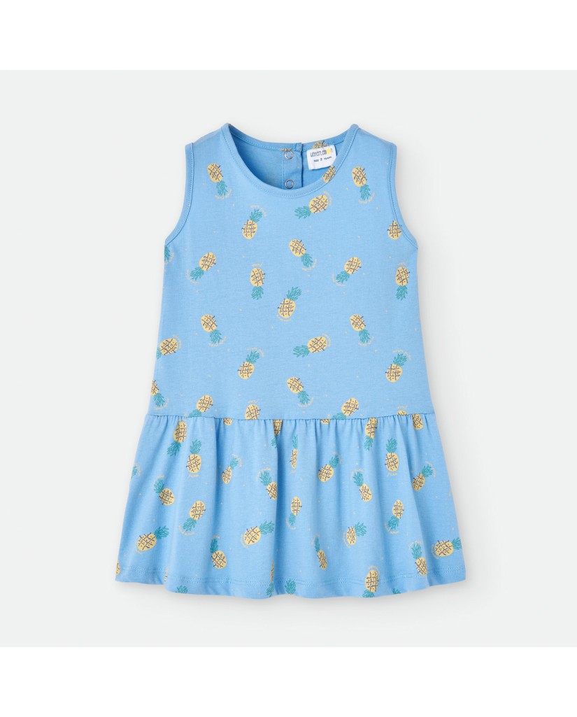 Vestido infantil azul piñas
