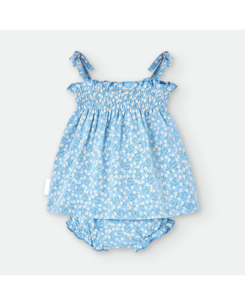 Vestido y braguita azul florecitas