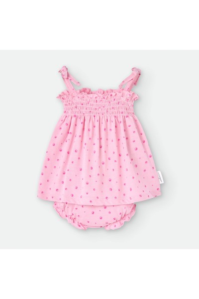 Vestido y braguita bebé rosa burbujas