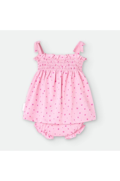 Vestido y braguita bebé rosa burbujas