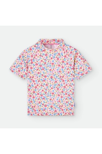 Camiseta baño protección UPF50+ bebé flores "Rouge Bouquet"