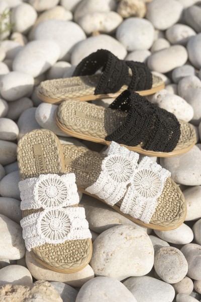 Sandalias crochet negras para Mujer
