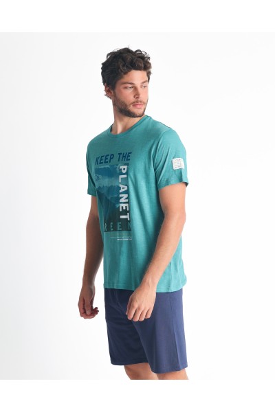 Pijama manga corta para hombre aguamarina Admas