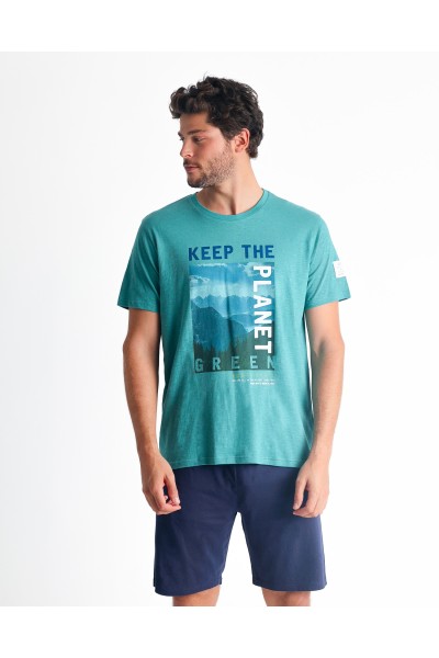 Pijama manga corta para hombre aguamarina Admas