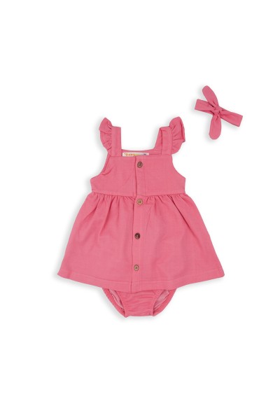 Vestido bebé con braguita y diadema rosa-Babybol