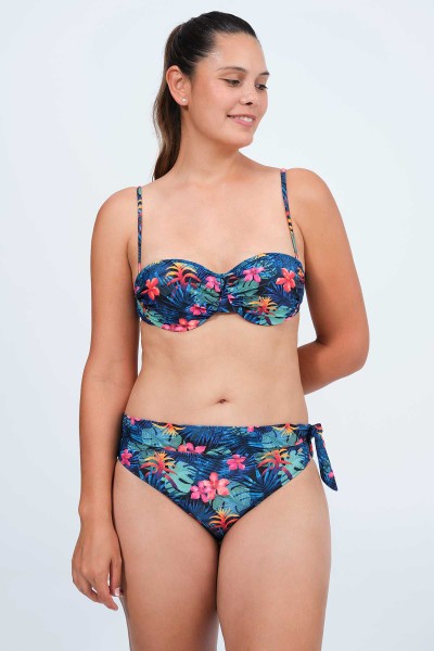 Bikini mujer bandeau con aros tropical