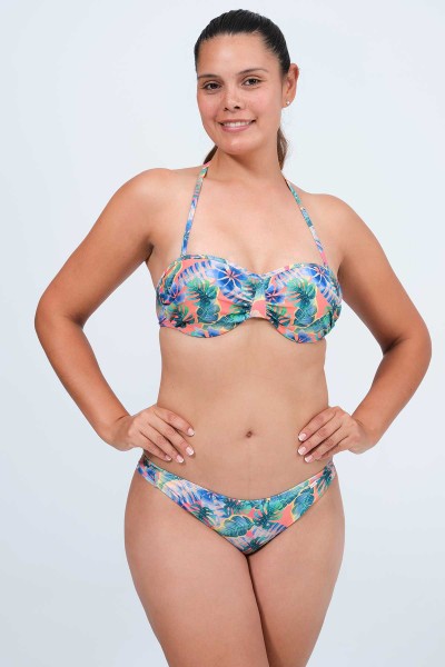 Bikini bandeau mujer con copa con aros tropical