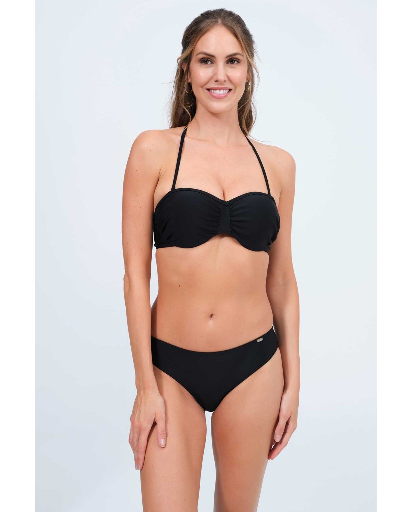 Bikini mujer bandeau negro copa con aros