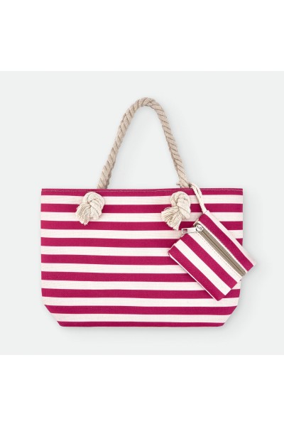 Bolso playa rayas burdeos "Cannes"