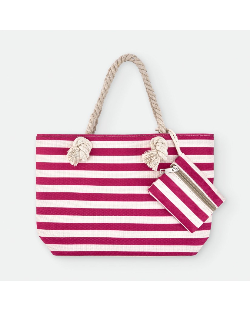 Bolso playa rayas burdeos "Cannes"