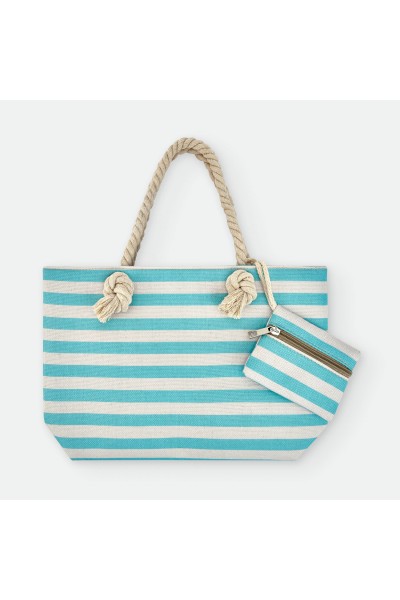 Bolso de playa rayas aguamarina