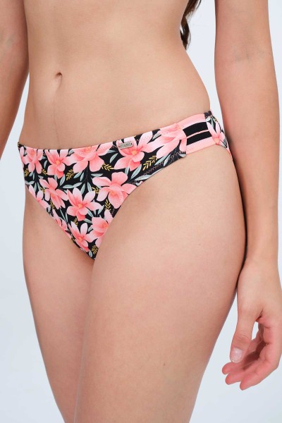 Bikini mujer bandeau con aro Copa C coral y negro