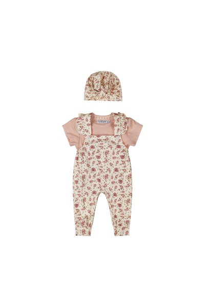 Conjunto 3 piezas mono con gorrito flores 40 GRADOS