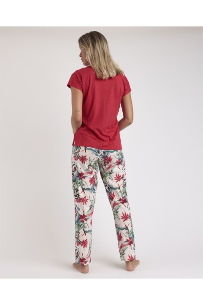 Pijama mujer manga corta rojo -Admas