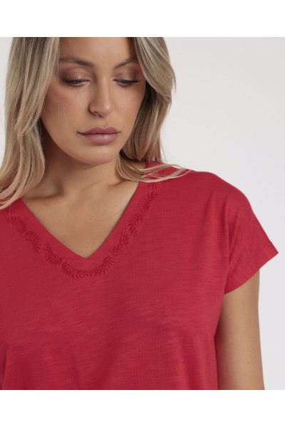 Pijama mujer manga corta rojo -Admas