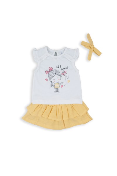 Conjunto dos piezas + diadema niña amarillo-Babybol