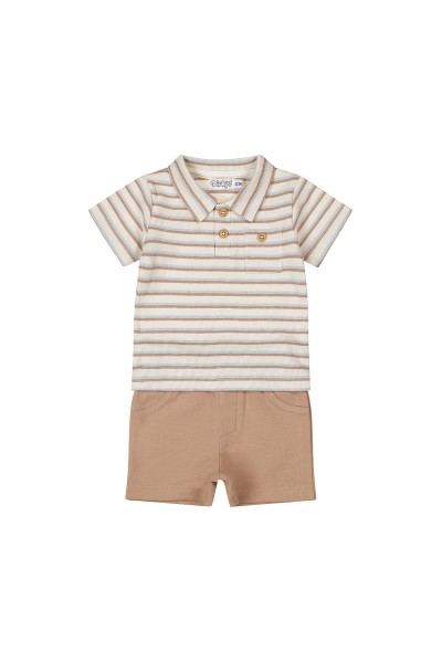 Conjunto dos piezas niño polo rayas-40 Grados
