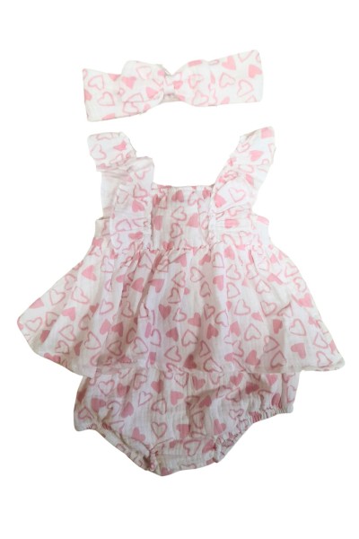 Vestido con braguita y diadema CORAZONES ROSA-40 Grados