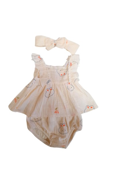 Vestido con braguita crema conejitos-40 Grados