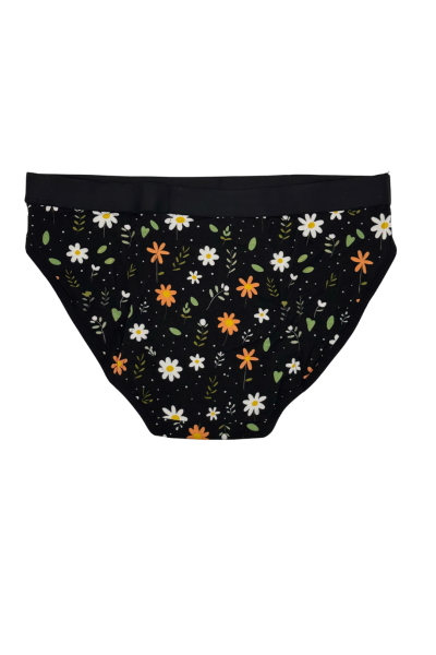 Braga menstrual reutilizable 40 Grados-Negra flores