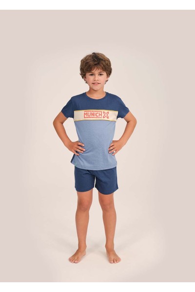 Pijama niño manga corta MUNICH azul