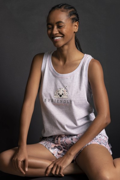 Pijama Sin Mangas Dálmatas para Mujer-ADMAS