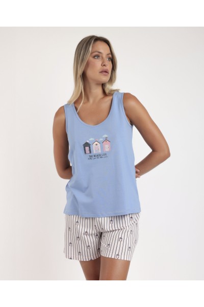 Pijama Sin Mangas Beach Life Mujer-ADMAS