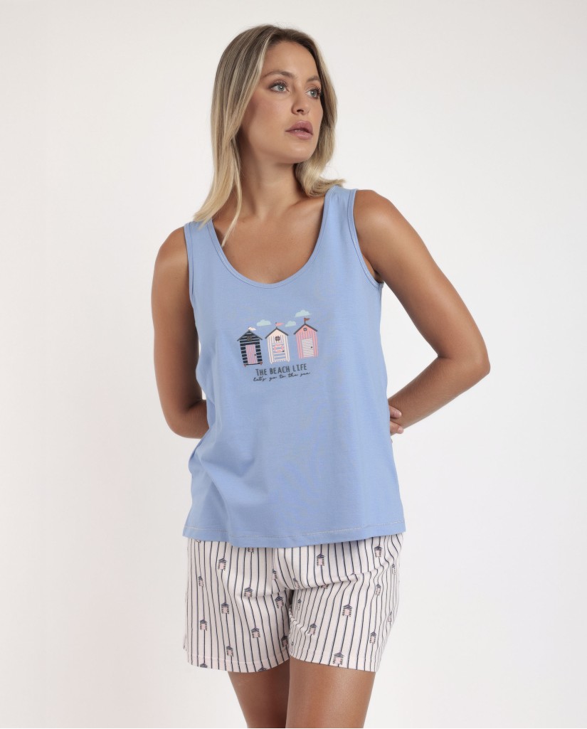 Pijama Sin Mangas Beach Life Mujer-ADMAS
