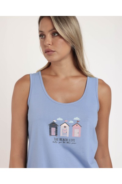 Pijama Sin Mangas Beach Life Mujer-ADMAS