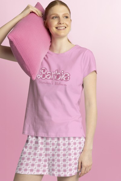 Pijama mujer manga corta Barbie vichy Admas