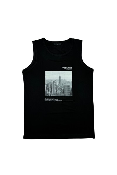 Camiseta hombre tirantes negra New York