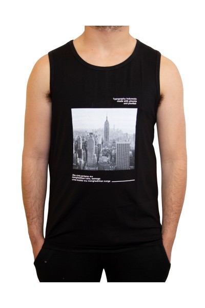Camiseta hombre tirantes negra New York