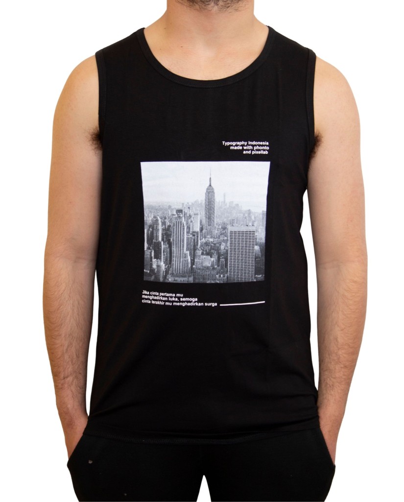 Camiseta hombre tirantes negra New York