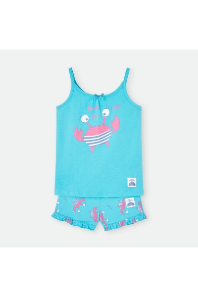 Pijama niña tirantes azul CANGREJO