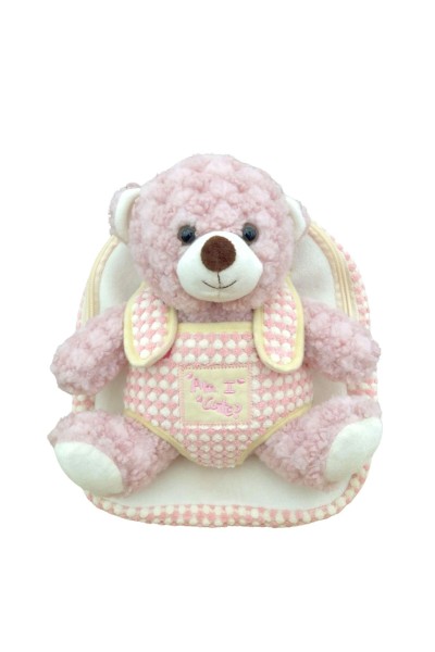 Mochila infantil oso peluche ROSA
