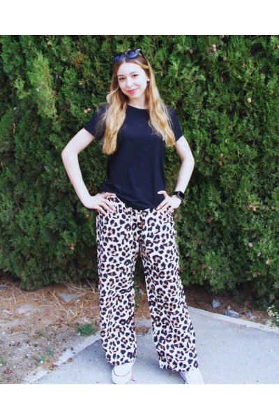 Pantalón mujer ancho animal print