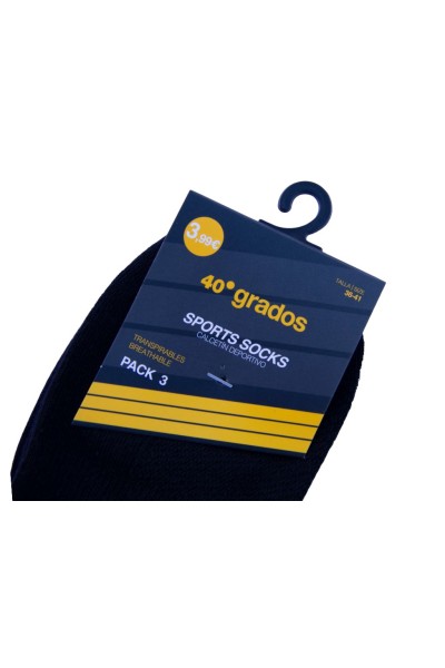 Pack 3 calcetines deportivo adulto invisible- 40 Grados