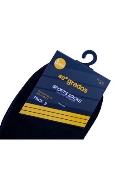 Pack 3 calcetines deportivo adulto tobillero-40 Grados