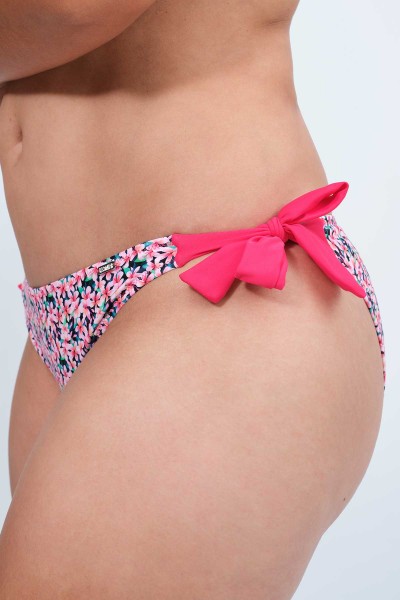 Bikini mujer bandeau aros flores rosas