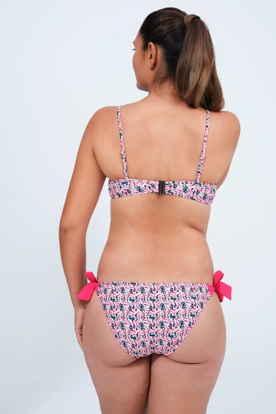Bikini mujer bandeau aros flores rosas
