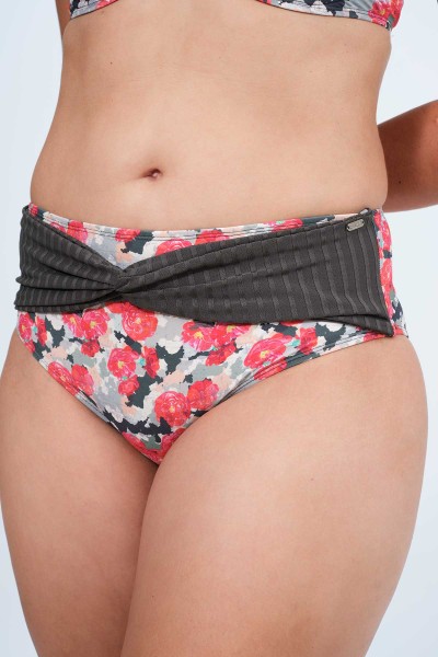 Bikini mujer con aro braga alta flores